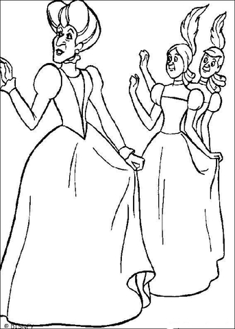 Cinderella'S Stepmother And Sisters  Coloring Page